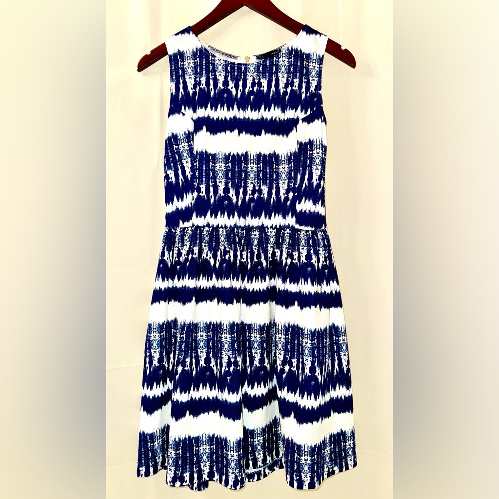 Aqua Blue and White Patterned Dress
